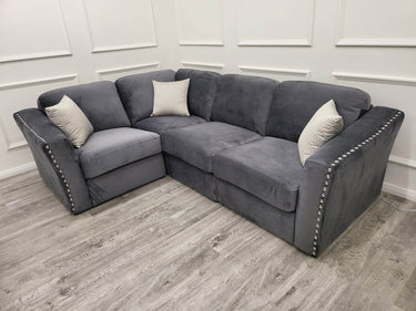 Luxury Lincoln 4 Piece Corner Sofa with Chrome Stud Detail and Double Sprung Comfort - UK Luxury Furniture